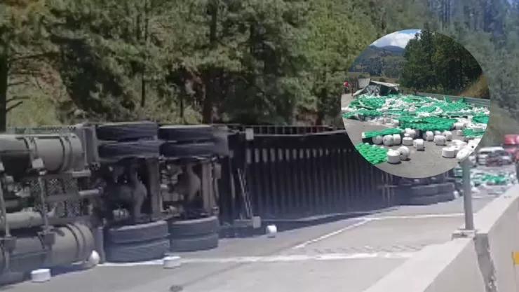 ¿Qué paso en autopista México-Puebla? Volcadura provoca intensa carga vehicular