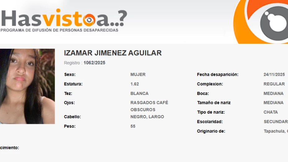 Izamar Jiménez Aguilar desapareció en Tapachula