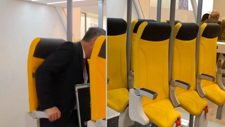 asientos avión de pie