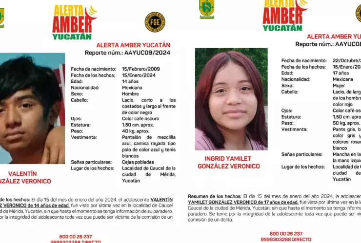 alerta amber hermanos yucatan desaparecidos