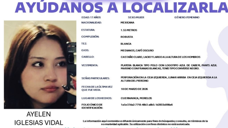 DESAPARECE otra menor en Cuernavaca; SE BUSCA a Ayelen Iglesias Vidal.