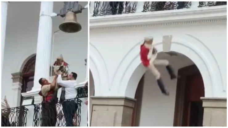 Lanzan a niño de balcón en Jalisco como si fuera Juan Escutia.