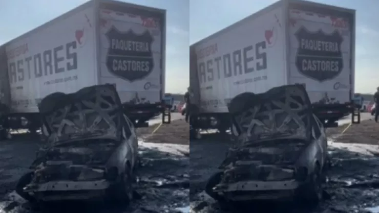 ¡ÚLTIMA HORA! Aparatoso incendio tras choque en carretera a Chapala