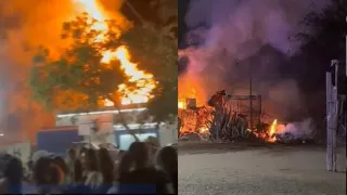 VIDEO: Incendio desata pánico y caos en plena Feria Patronal de Zapotitlán Salinas