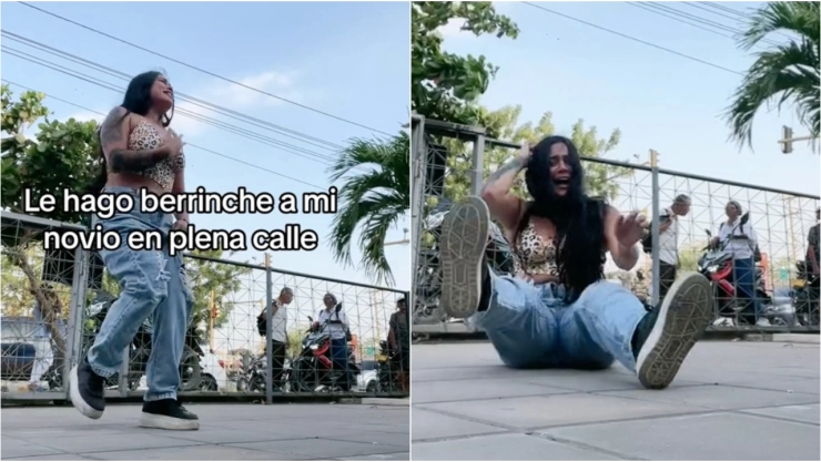 VIDEO_ ¡De no creer! Le hace berrinche a su novio en plena calle y se hace viral