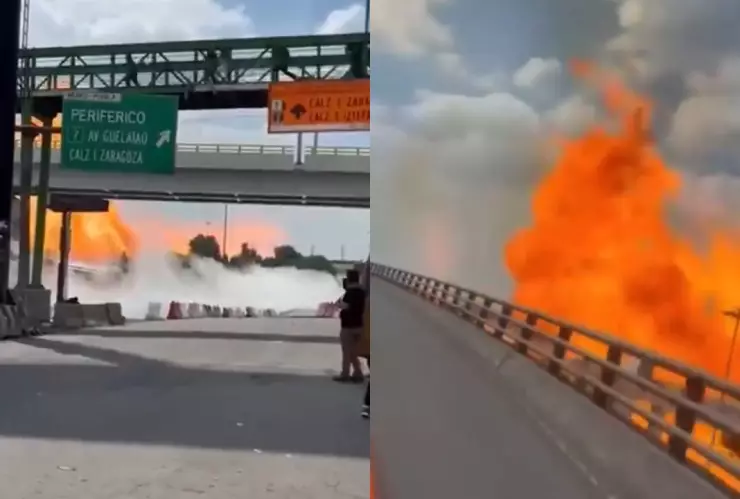 Explosión de una pipa en el puente de la Concordia.