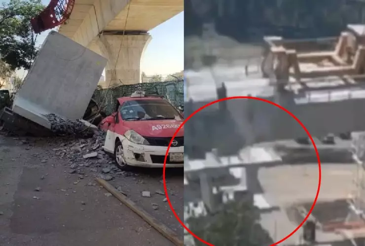 Colpaso Tren Interurbano_ Cae estructura del México- Toluca, aplasta dos autos y se salvan dos personas; video.jpg