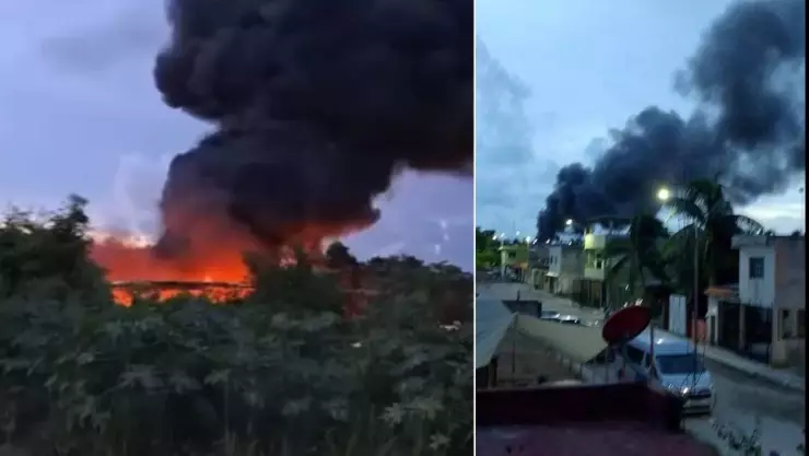 Incendio en chatarrería de Puerto Aventuras provoca enorme columna de humo.jpg