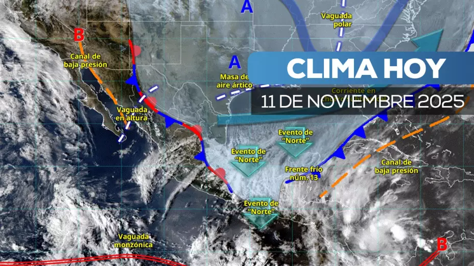 Frente frío 13 México hoy: Clima, estados afectados, lluvias, nevadas y alertas