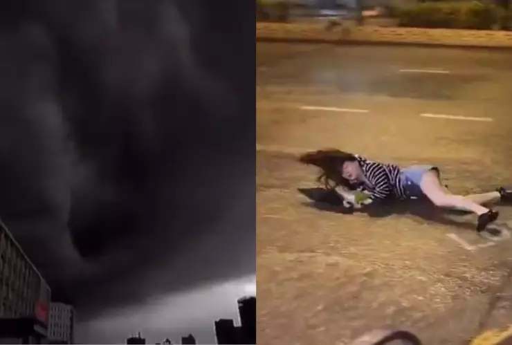 Terrorífico tifón de Saola en Hong Kong arrastra a personas por las calles