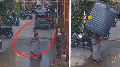 Tinaco cae del cielo sobre una mujer ¿Qué le pasó?: Video