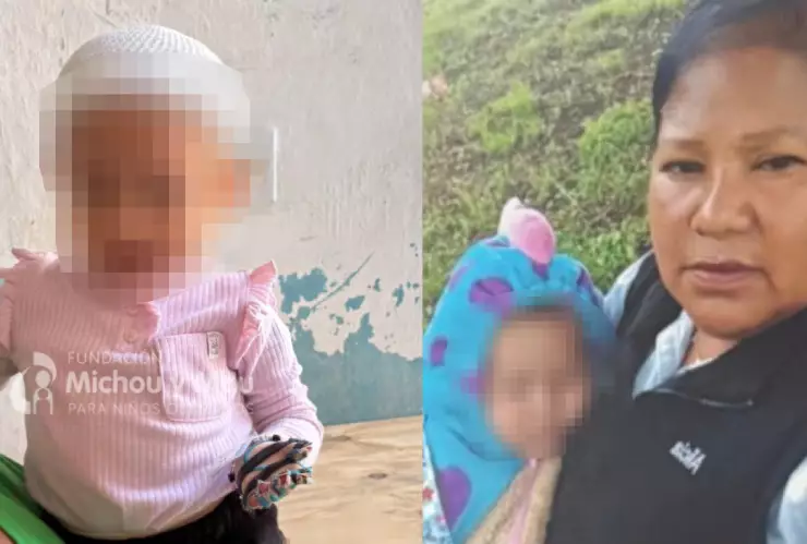 jazlyn a la izquierda siendo cargada por su mamá y a la derecha por su abuelita alicia matías