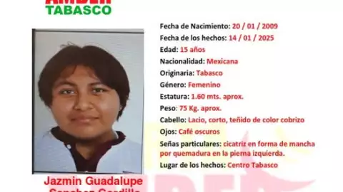 Alerta Amber Tabasco Jazmin Guadalupe