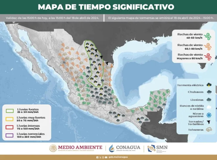Clima en México hoy 18 de abril de 2024