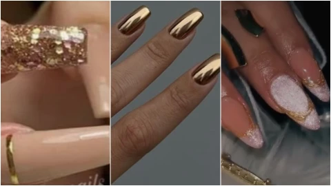 Los mejores modelos de u&ntilde;as con el efecto espejo dorado