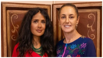 salma hayek y claudia sheinbaum