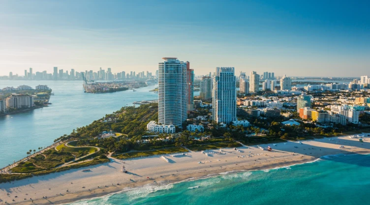 Vista de la ciudad de Miami al sur de Florida