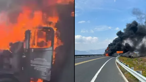 VIDEO: Incendio de tráiler deja cierre total de la carretera Cuacnopalan-Oaxaca hoy; tráfico paralizado