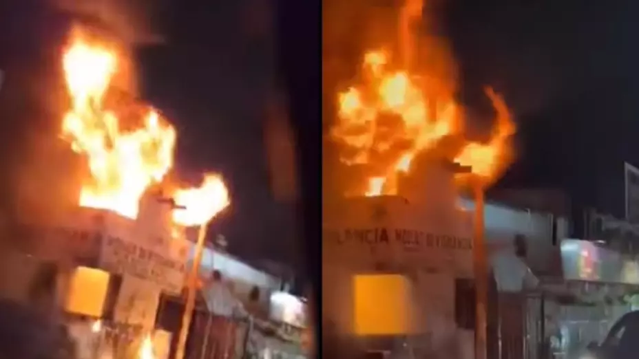 Caseta de policías se incendia en San Cristóbal de las Casas