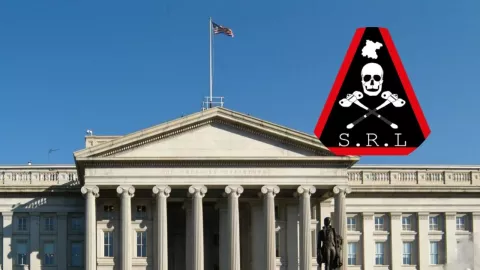 Imagen del Departamento del Tesoro de EU y logo del Cártel de Santa Rosa de Lima.