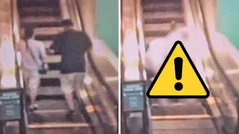 Usuarios viralizaron el clip del accidente ocurrido al intentar subir juntos