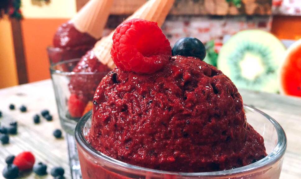 Receta Helado de frutas y chocolate