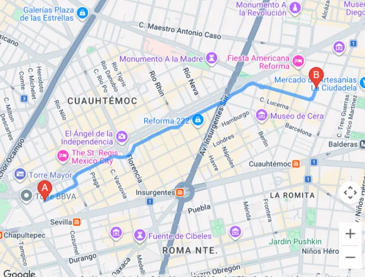 Mapa de ruta Mega Marcha IMSS
