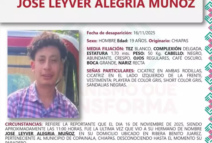 José Leyver desaparecido Copainalá