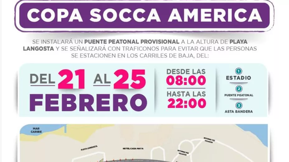 Puente peatonal en Copa Socca America.