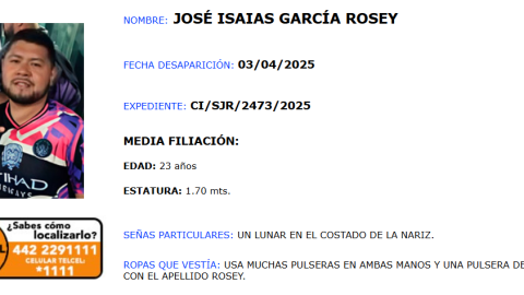 José Isaías García Rosey desaparecido