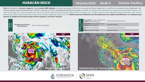 Erick se intensifica a huracán categoría 1: Así su trayectoria, ubicación exacta y estados afectados
