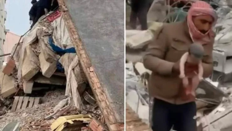 Bebé nace durante sismo en Siria