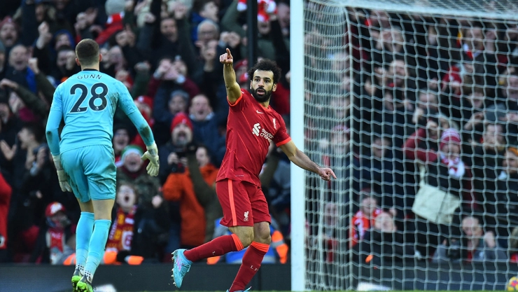 Mohamed Salah ante el Norwich 