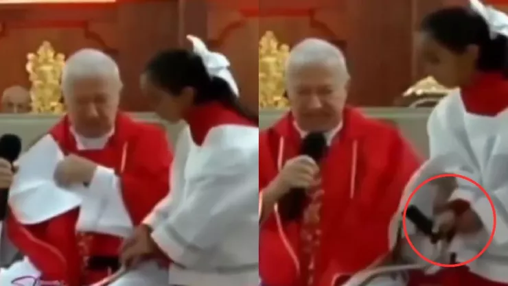 VIDEO | En plena misa, captan momento en que sacerdote regaña y “empuja” a monaguilla tras una confusión