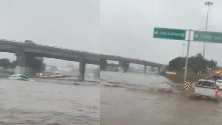 Cierran nodo de Tijuana a Playas de Rosarito por inundación