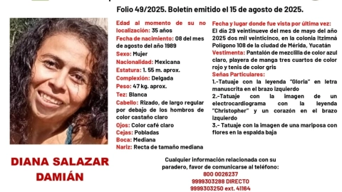 Diana DESAPARECIÓ en Itzimná Polígono 108 y desde hace 78 días no se sabe NADA de ella; Fiscalía en alerta