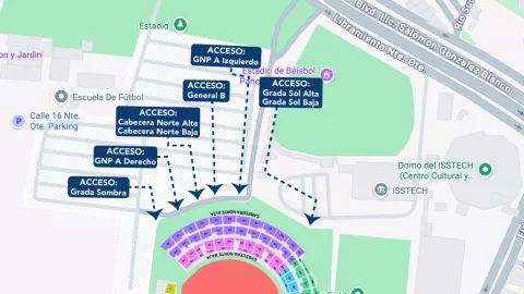 Accesos y puertas del Estadio Víctor Manuel Reyna para el concierto de Shakira en Tuxtla Gutiérrez.