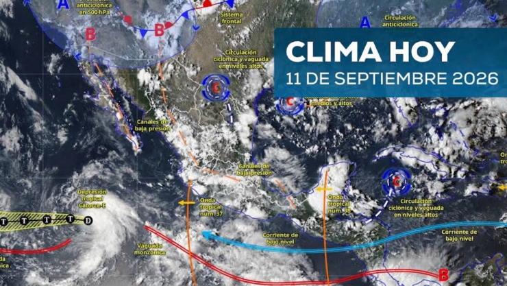 Mapa de México afectada por fenómenos como el monzón mexicano y donde se esperan lluvias para el 11 de septiembre 2026.