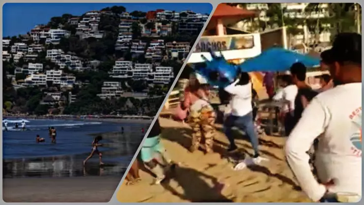 pelea en playa de Acapulco
