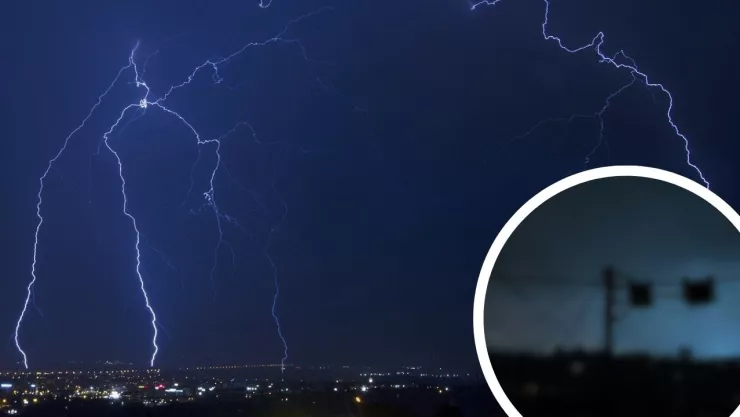Relámpago el 6 de marzo de 2025 en Tijuana durante las lluvias