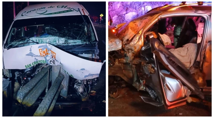 Combi llena de pasajeros y auto chocan en carretera Tuxtla-San Cristóbal; hay varios lesionados