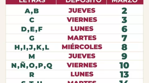 Calendario completo de la Pensión Bienestar del pago de marzo 2023.