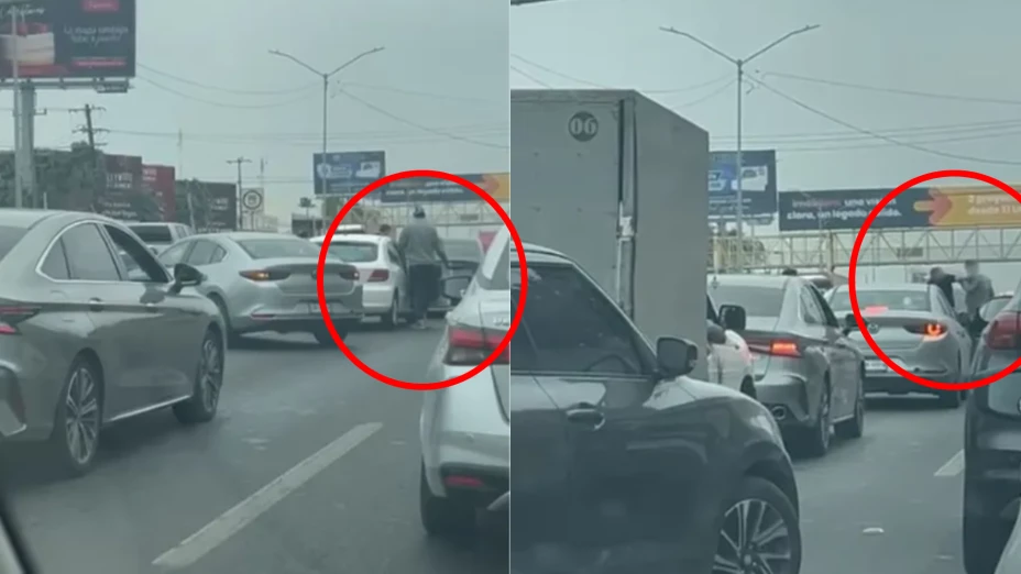 ¡Guamazos en el tráfico! Choferes protagonizan riña en plena avenida de Monterrey_ VIDEO.webp