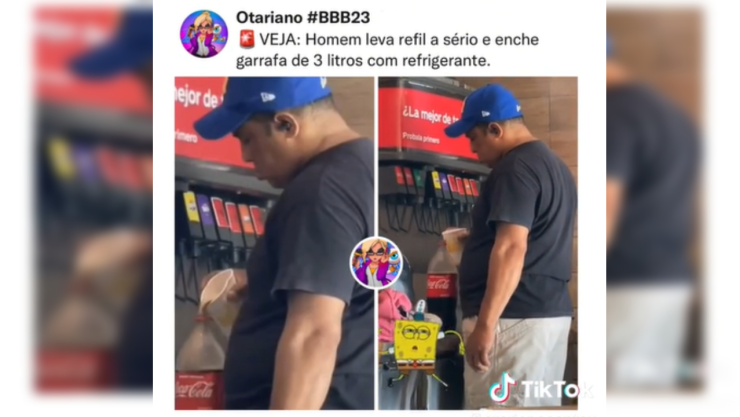 Hombre usa refill para llenar botella