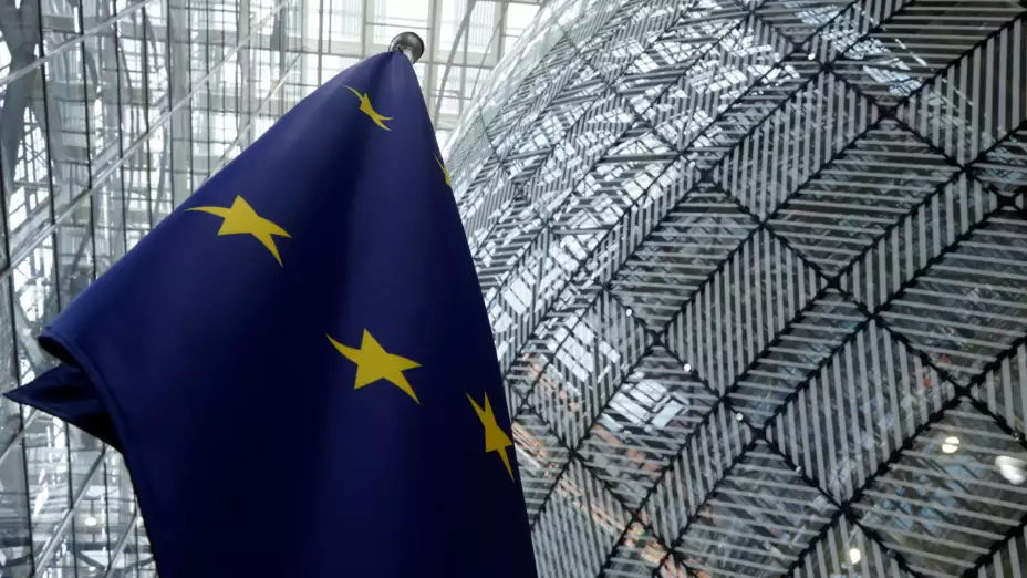 Bandera de la Unión Europea en Bruselas, Bélica.