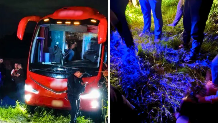 Pasajeros de un autobús fueron sorprendidos durante la madrugada en la autopista Cosoleacaque-Nuevo Teapa