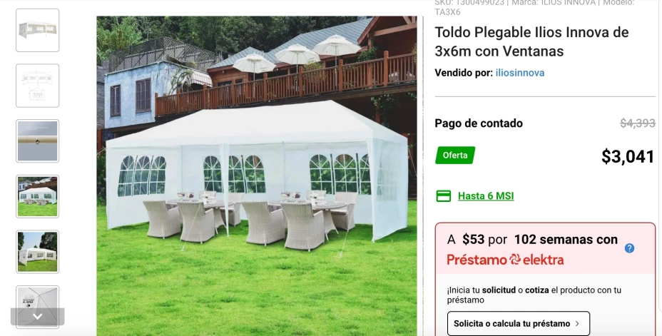 Así es el toldo que ofrece Elektra