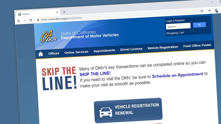 Sitio web del DMV de California