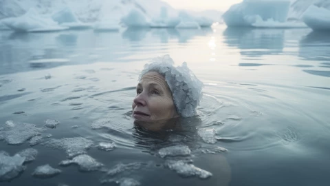 mujer ahogada en río congelado