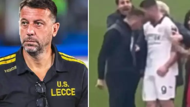 VIDEO_ DT del Lecce da cabezazo al delantero del Verona tras perder la Serie A